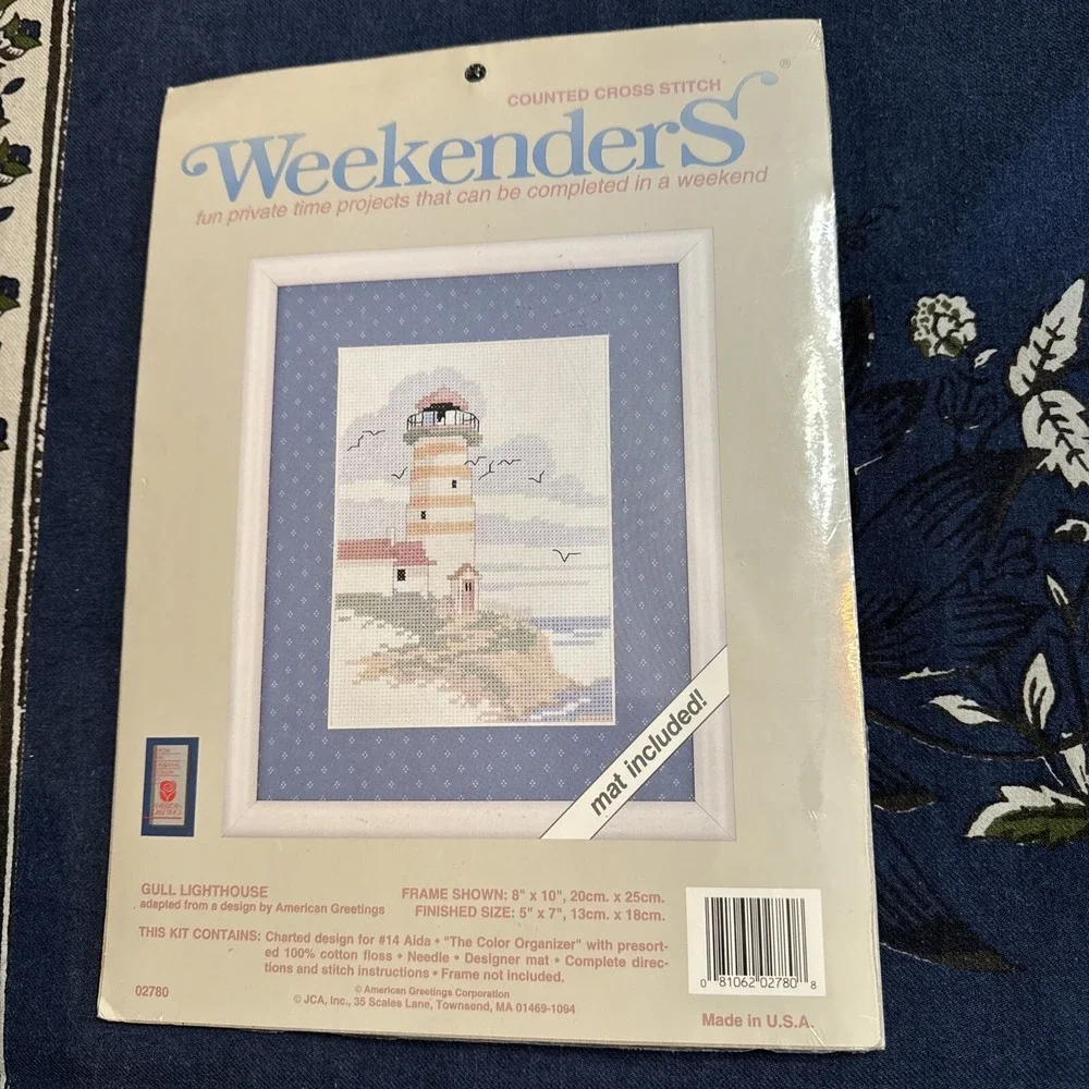 Weekenders Counted Cross‎ Stitch Kit Gull Lighthouse Nautical Seascape w Mat